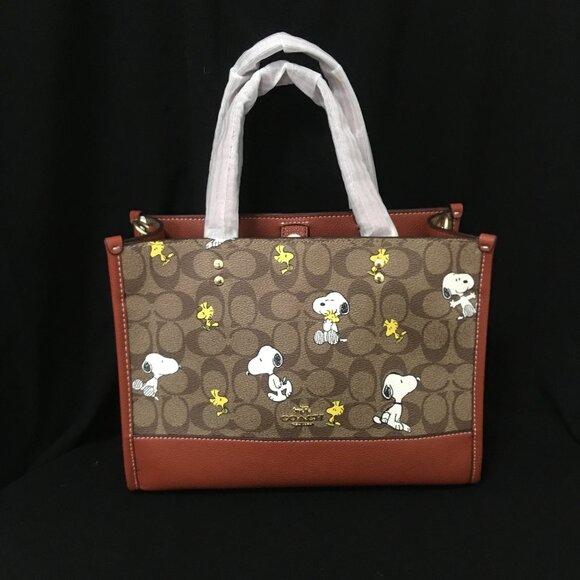COACH PEANUTS DEMPSEY Carryall Signature Canvas Snoopy Woodstock - Picture 2 of 11